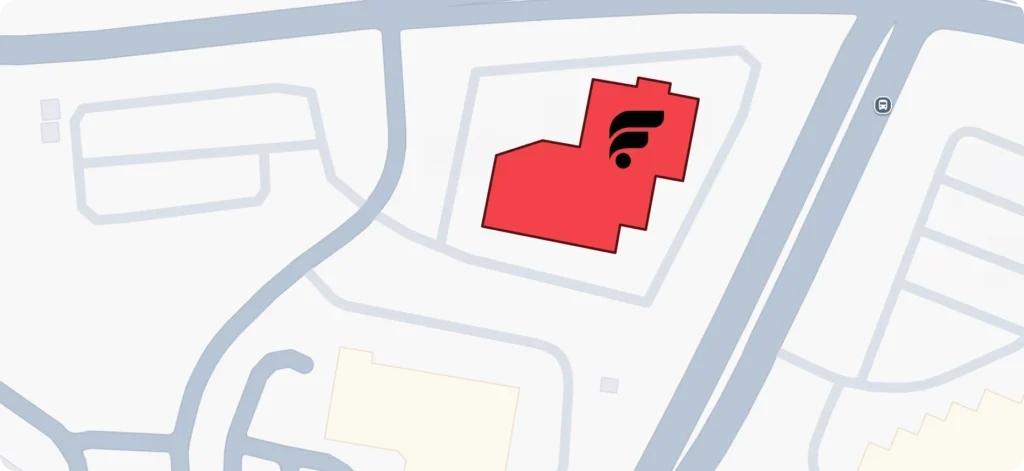 Illustration of a digital map highlighting a red area with a fleet vehicle icon, suggesting fleet compliance tracking services by Fleetworthy