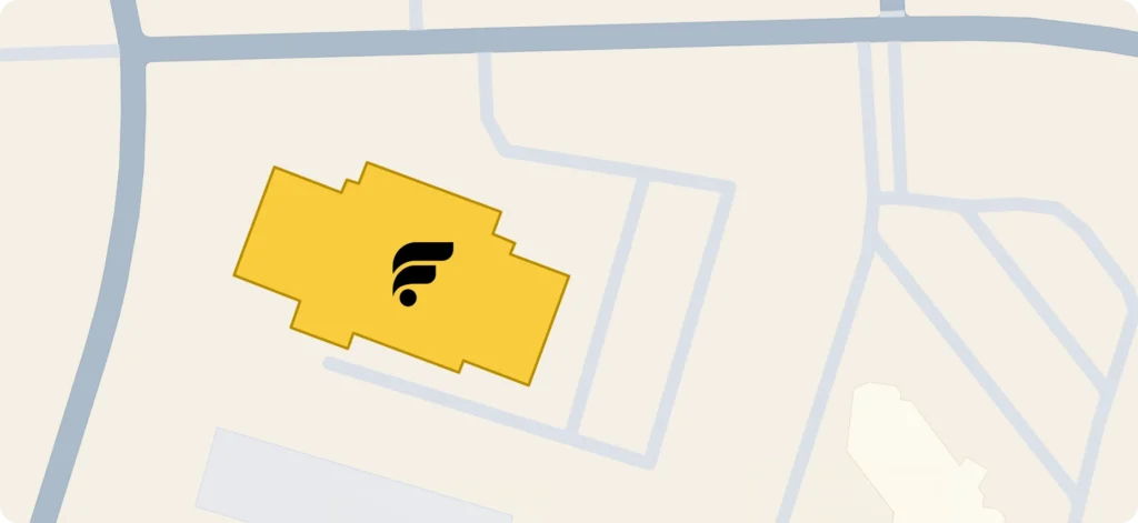Map section with a distinctive yellow FleetWorthy icon indicating a fleet compliance service location.