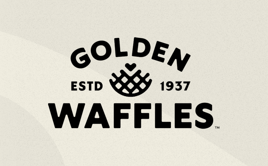 Golden Waffles logo from 1937 with stylized waffle design
