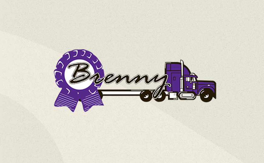 Brenny Transportation logo featuring a purple truck with a ribbon design