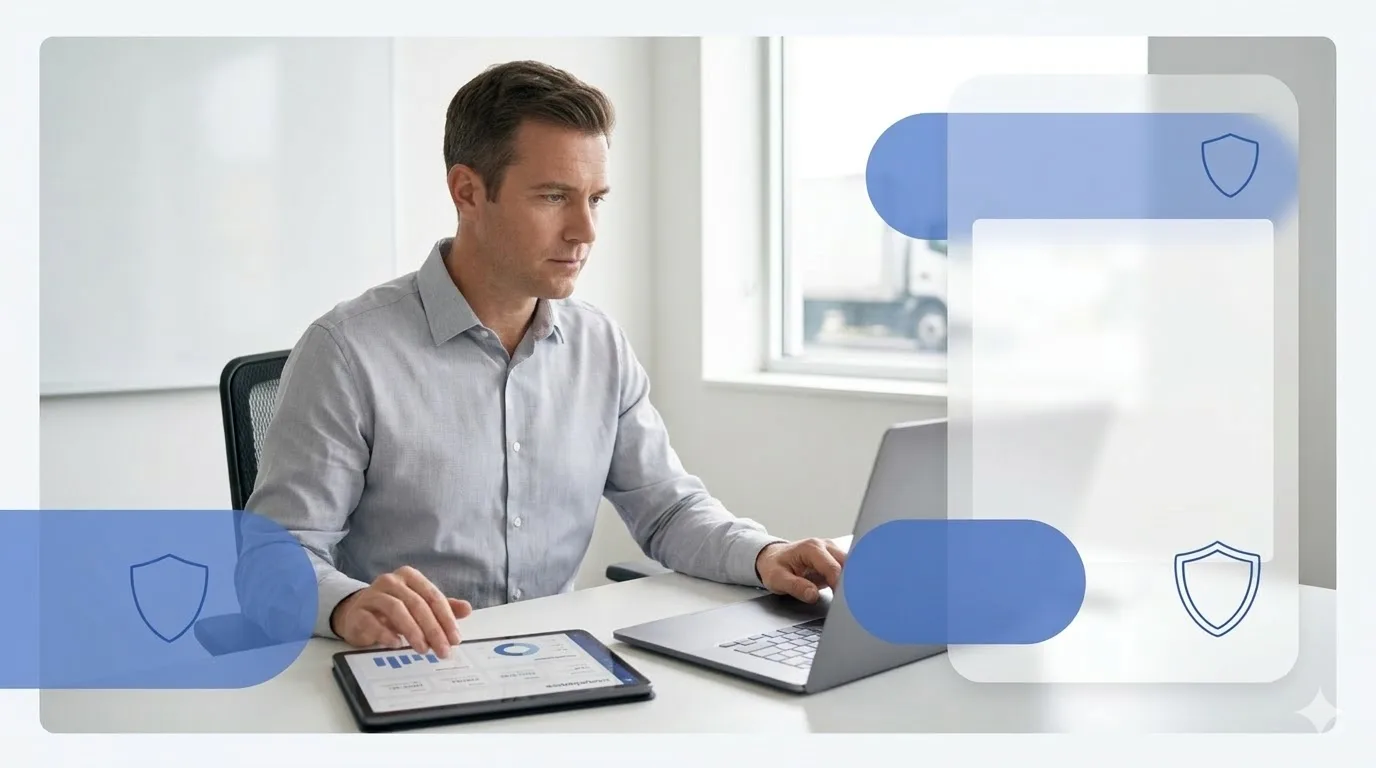 Professional using technology for fleet compliance automation